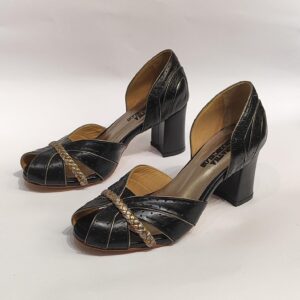 Peep Toe Alícia Pelica Preta Salto 6cm 37